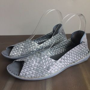 Bernie MEV slip-on stretch toe peep sandal shoe 38